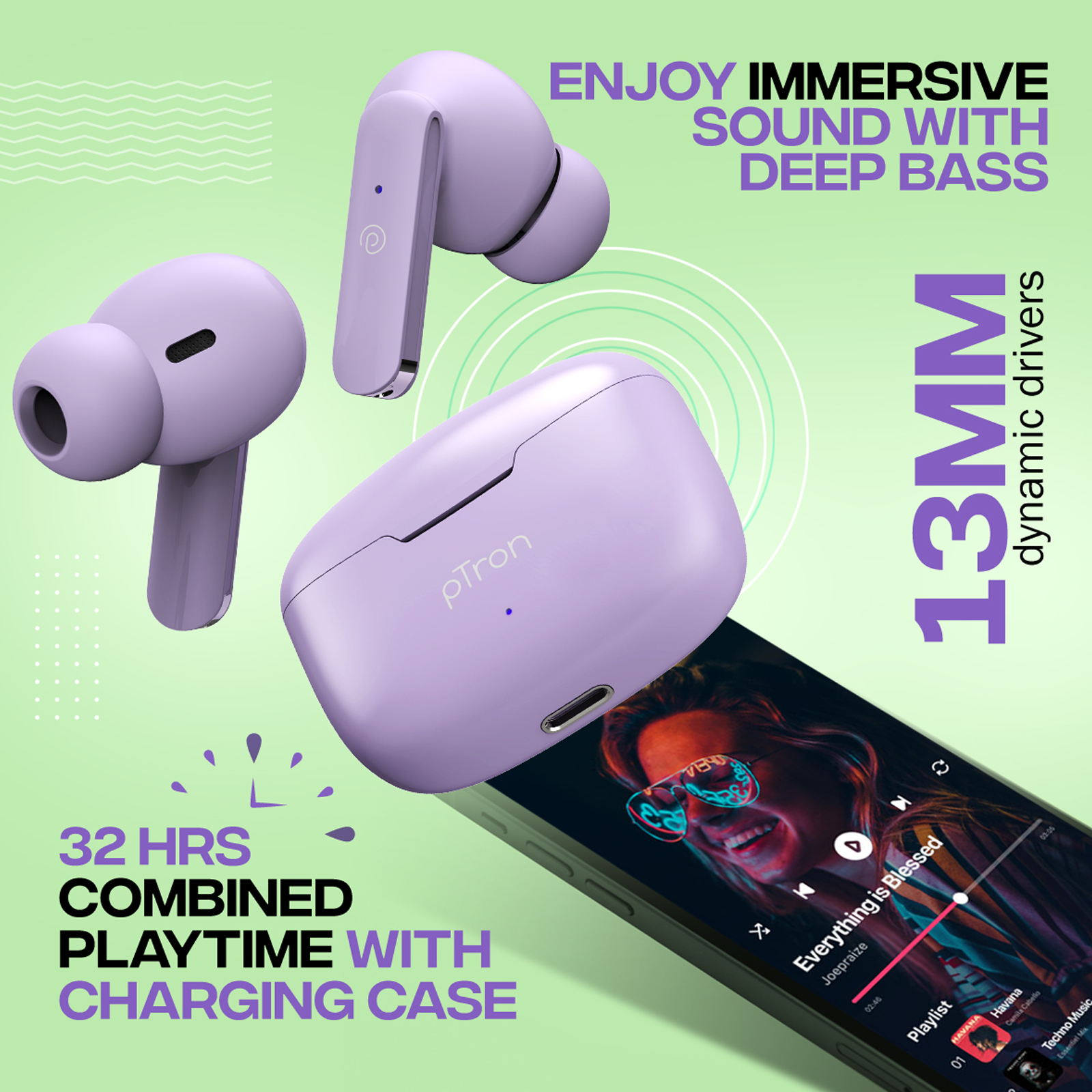 Ptron bassbuds pro online charging case